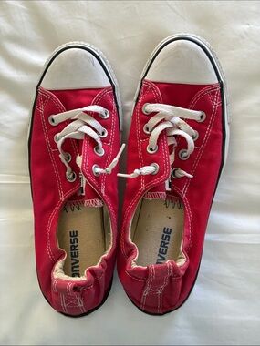 Converse Red Low-Top Canvas Sneakers with White Accents